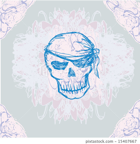 Skull Pirate - retro card 15407667