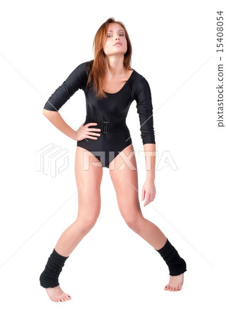 Beautiful girl in black gymnastic suit 15408054