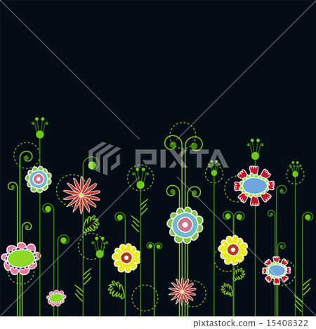 Multicolored flowers on a blue background 15408322