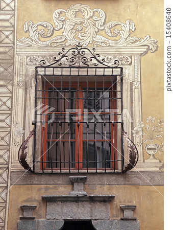 window with painted decorations, Italy window with painted decorations, Italy 15408640
