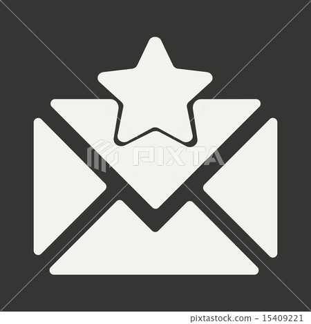Flat in black and white mobile application envelope star Flat in black and white mobile application envelope star 15409221