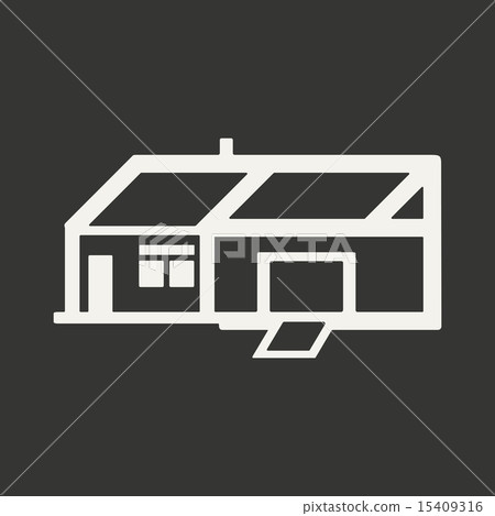 Flat in black and white mobile application house  15409316