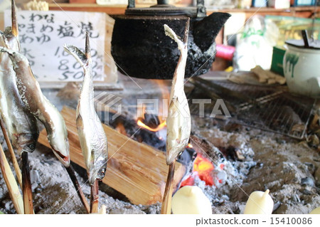 Charcoal grilled fireplace Charcoal grilled fireplace 15410086