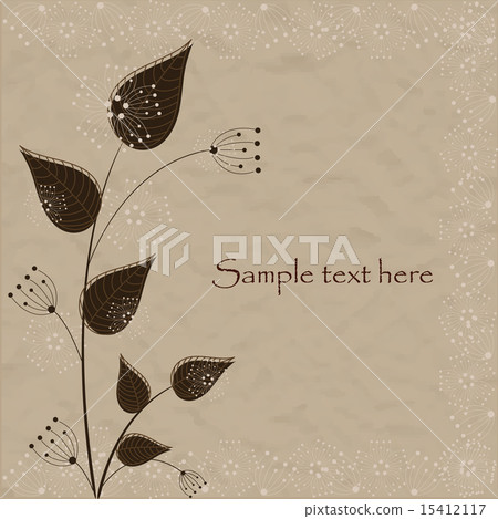 Branch on a rumpled brown background 15412117