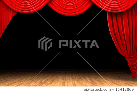 vector Red velvet curtain opening scene vector Red velvet curtain opening scene 15412869