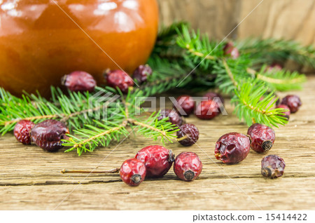 Bright christmas composition on wooden background Bright christmas composition on wooden background 15414422