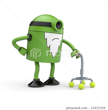 Old robot with a crutch 15415350