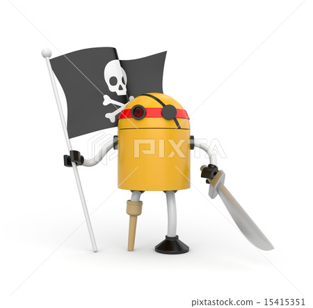 Robot pirate with flag 15415351