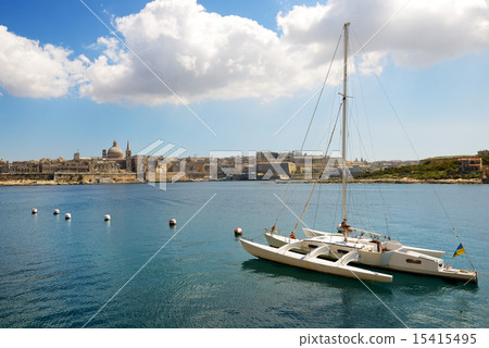 The view on Valletta and sail yacht The view on Valletta and sail yacht 15415495
