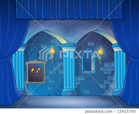 Stage with haunted interior theme 15415793