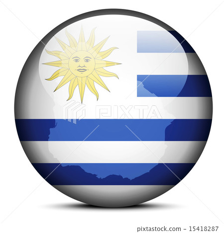 Map on flag button of Eastern Republic of Uruguay 15418287