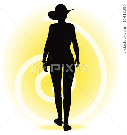 Tourist woman silhouette  15418390
