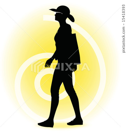 Tourist woman silhouette Tourist woman silhouette 15418393