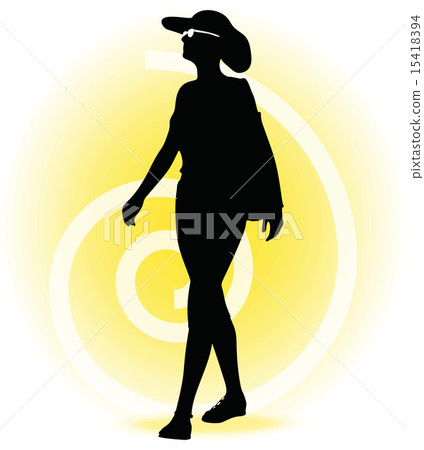 Tourist woman silhouette  15418394