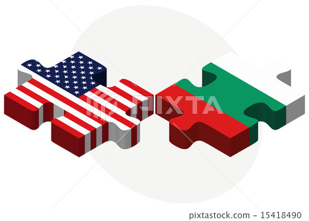USA and Bulgaria Flags in puzzle USA and Bulgaria Flags in puzzle 15418490