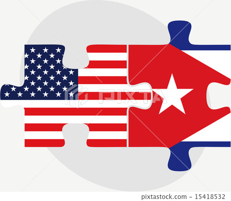 USA and Cuba Flags in puzzle USA and Cuba Flags in puzzle 15418532