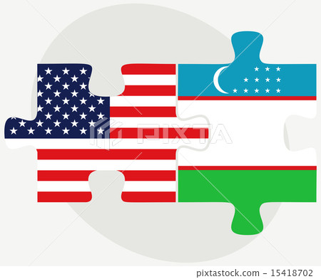 USA and Uzbekistan Flags in puzzle 15418702