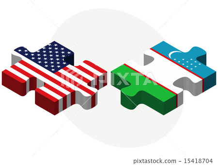 USA and Uzbekistan Flags in puzzle 15418704