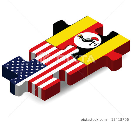 USA and Uganda Flags in puzzle 15418706