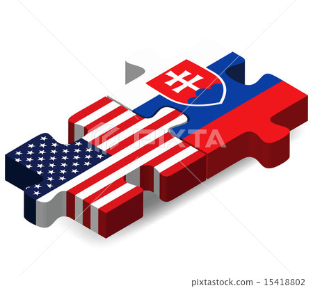 USA and Slovakia Flags in puzzle USA and Slovakia Flags in puzzle 15418802