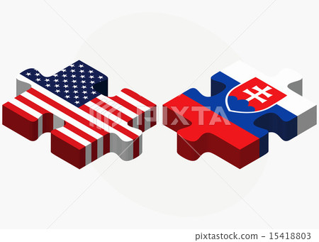 USA and Slovakia Flags in puzzle 15418803