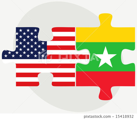 USA and Myanmar Flags in puzzle 15418932