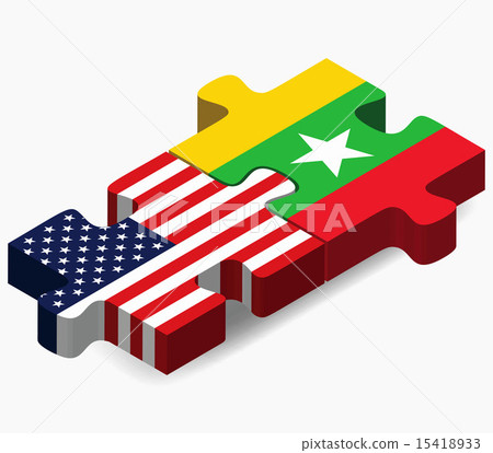 USA and Myanmar Flags in puzzle 15418933