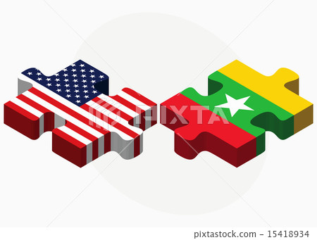 USA and Myanmar Flags in puzzle 15418934