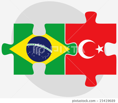Brazil and Turkey Flags in puzzle isolated Brazil and Turkey Flags in puzzle isolated 15419689