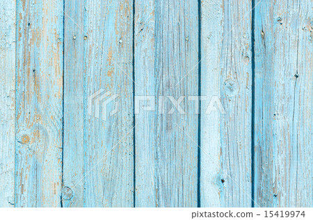 Texture of old wooden fence with blue paint 15419974