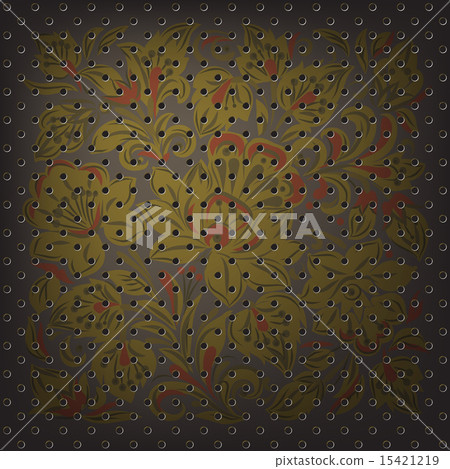 Texture of metalic mesh with floral ornament 15421219