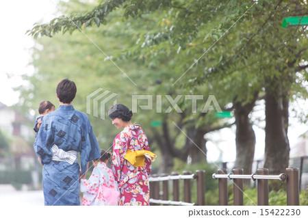 yukata, family, back view 15422230