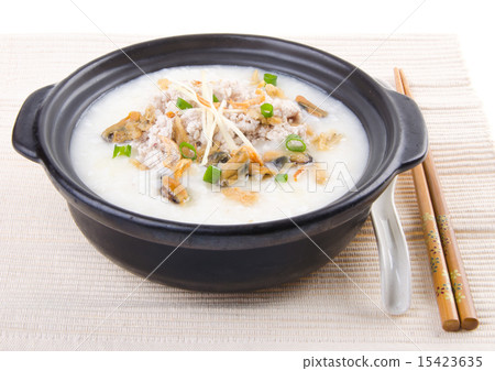 Traditional chinese pork porridge rice gruel  15423635