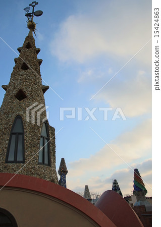 Guell House rooftop chimney 15424863