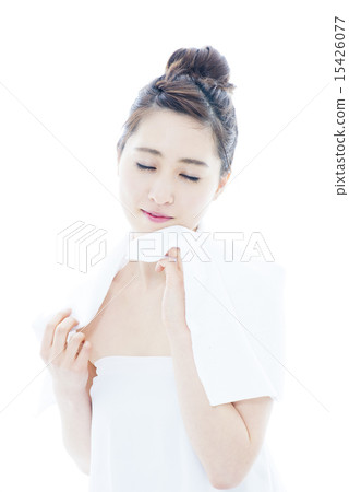 A young girl's facial cleansing scene A young girl's facial cleansing scene 15426077