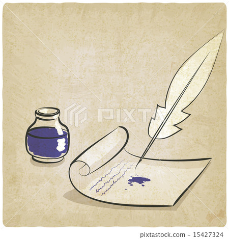inkwell pen paper old background 15427324