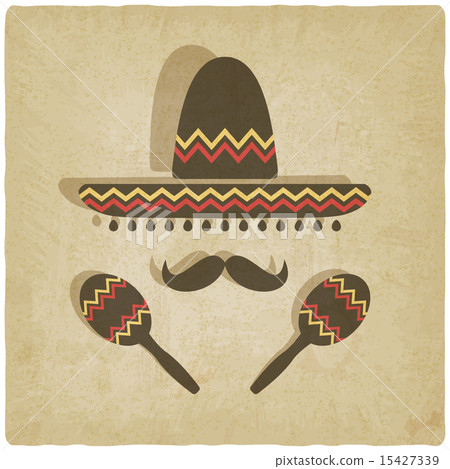 插圖素材: mexican sombrero old background