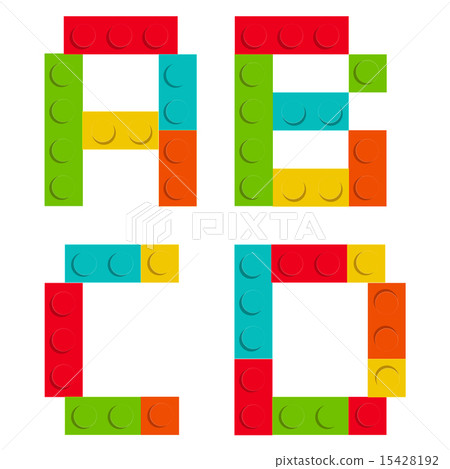 Alphabet set made of toy construction brick blocks isolated iso Alphabet set made of toy construction brick blocks isolated iso 15428192