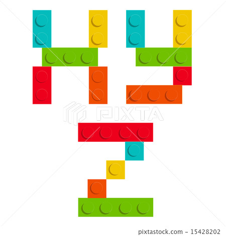Alphabet set made of toy construction brick blocks isolated iso Alphabet set made of toy construction brick blocks isolated iso 15428202