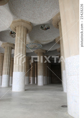 Multiple pillar room of Guell Park Multiple pillar room of Guell Park 15428226