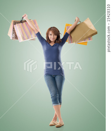 Cheerful shopping woman 15428310