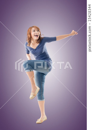 Excited Asian young girl 15428344