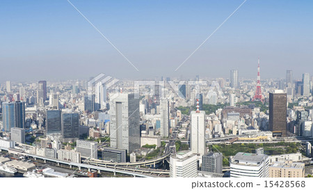 Aerial view of Tokyo Tower area 15428568