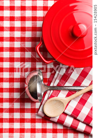 kitchenware on checkerd tablecloth kitchenware on checkerd tablecloth 15428905