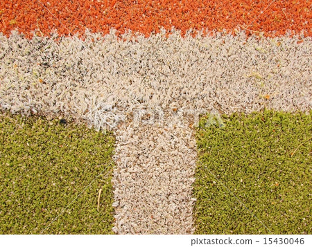 Colorful line in empty outdoor handball playground Colorful line in empty outdoor handball playground 15430046