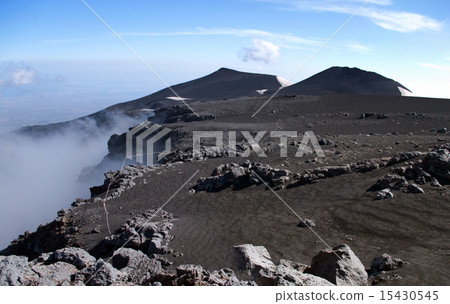 Panoramic view from mount Etna with sea and towns 15430545