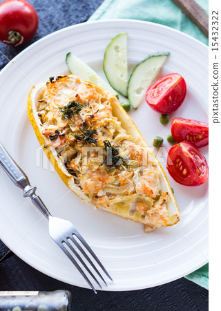 stuffed zucchini with chicken and vegetables 15432322