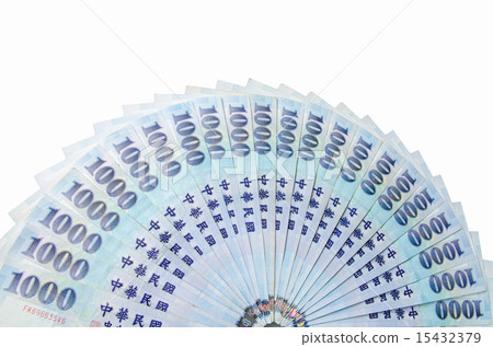1000 New Taiwan Dollars on white background 15432379