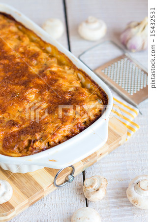meat lasagna with mushrooms,Italian cuisine 15432531