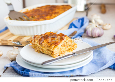 piece of meat lasagna with mushrooms piece of meat lasagna with mushrooms 15432567